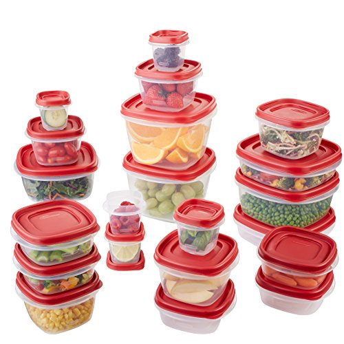 Rubbermaid Easy Find Lids Food Storage Containers, Racer Red, 42